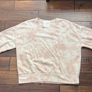 Cozy Pink and Cream Fuzy Lightweight Sweatshirt by Macy & Taylor